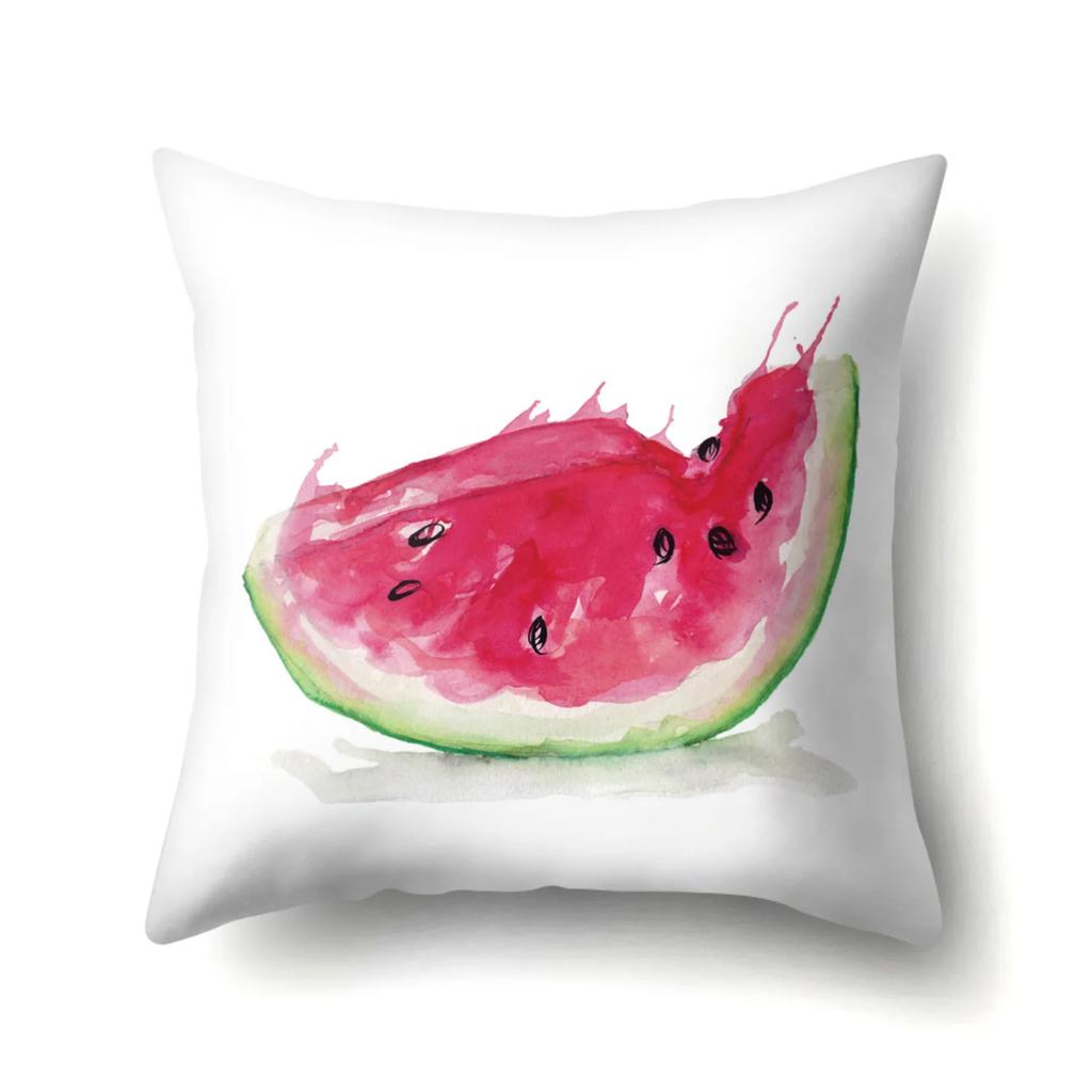 Dekorativer Kissenbezug mit Wassermelonen-Erdbeer-Kiwi-Zitronen-Motiv, Obstmuster, Kissenbezug, Heimdekoration für Sofa, Bett, Wohnzimmer, 45 x 45 cm