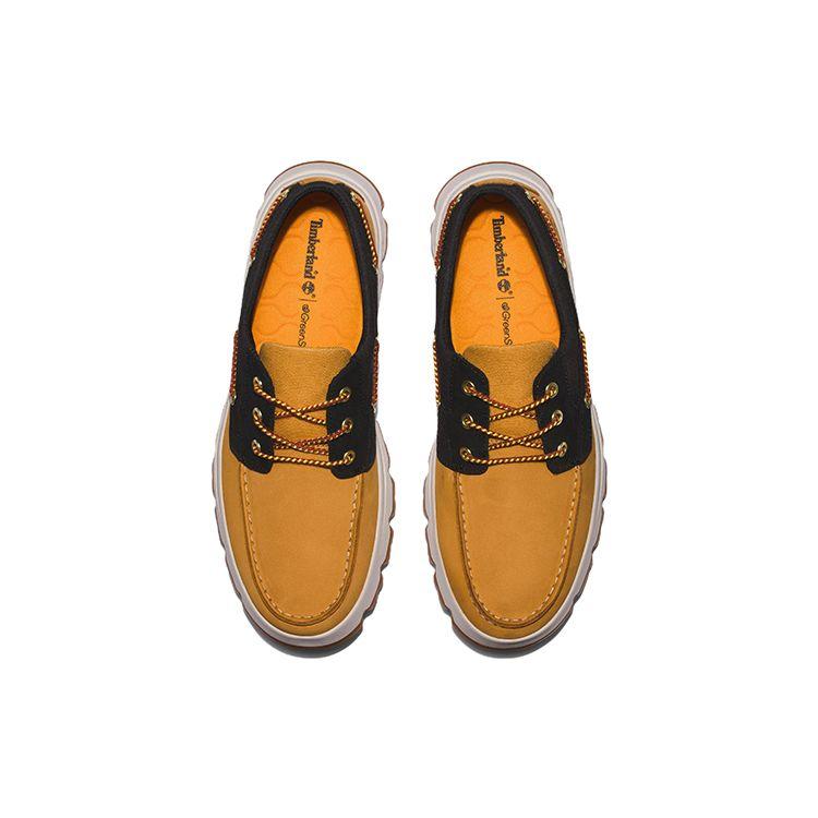 Timberland Moc-Toe Leather Comfortable Sports Durable Low-Top Casual Shoes Men Shoes Black Yellow A2AK5231