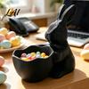 Decorative Bunny Candy Container 3D Printed Easter Bowl Cute Rabbit Holding Bowl Figurine DIY Paintable White Desk Smooth Surface Decor for