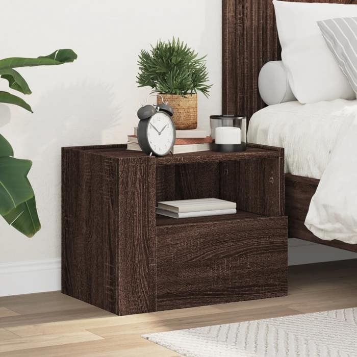 VidaXL Wall-mounted Bedside Table Brown Oak 45x30x35 Cm, Storage Cabinet, Hanging Wall Cabinet, Storage Cabinet 848323