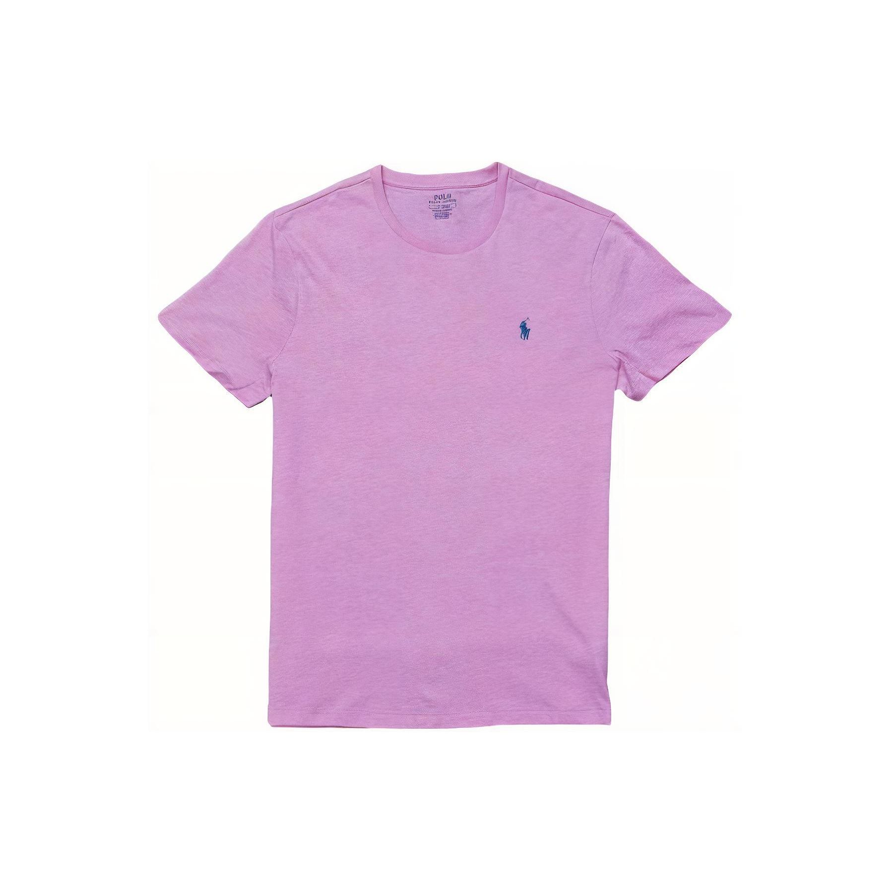 

Polo Ralph Lauren Текстурированный логотип Вышитый круглый вырез короткий рукав футболка мужские топы Ярко-розовый 710624699-081 M