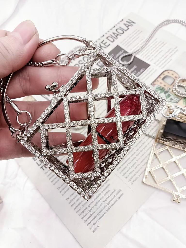 Mini Girl Bag With Water Dazzle Crystal Pattern For Daily Style