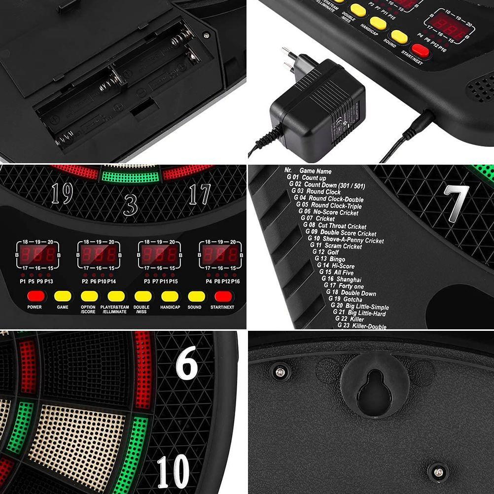 Electronic Dartboard Multiplayer Dart Machine Dartboard with 6 Darts, Replacement Tips 27 Games and 243 Variants for 16