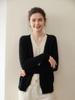 Women's V-Neck Colorblock Cashmere Cardigan Sweater - Loose Knit Autumn/Winter Top