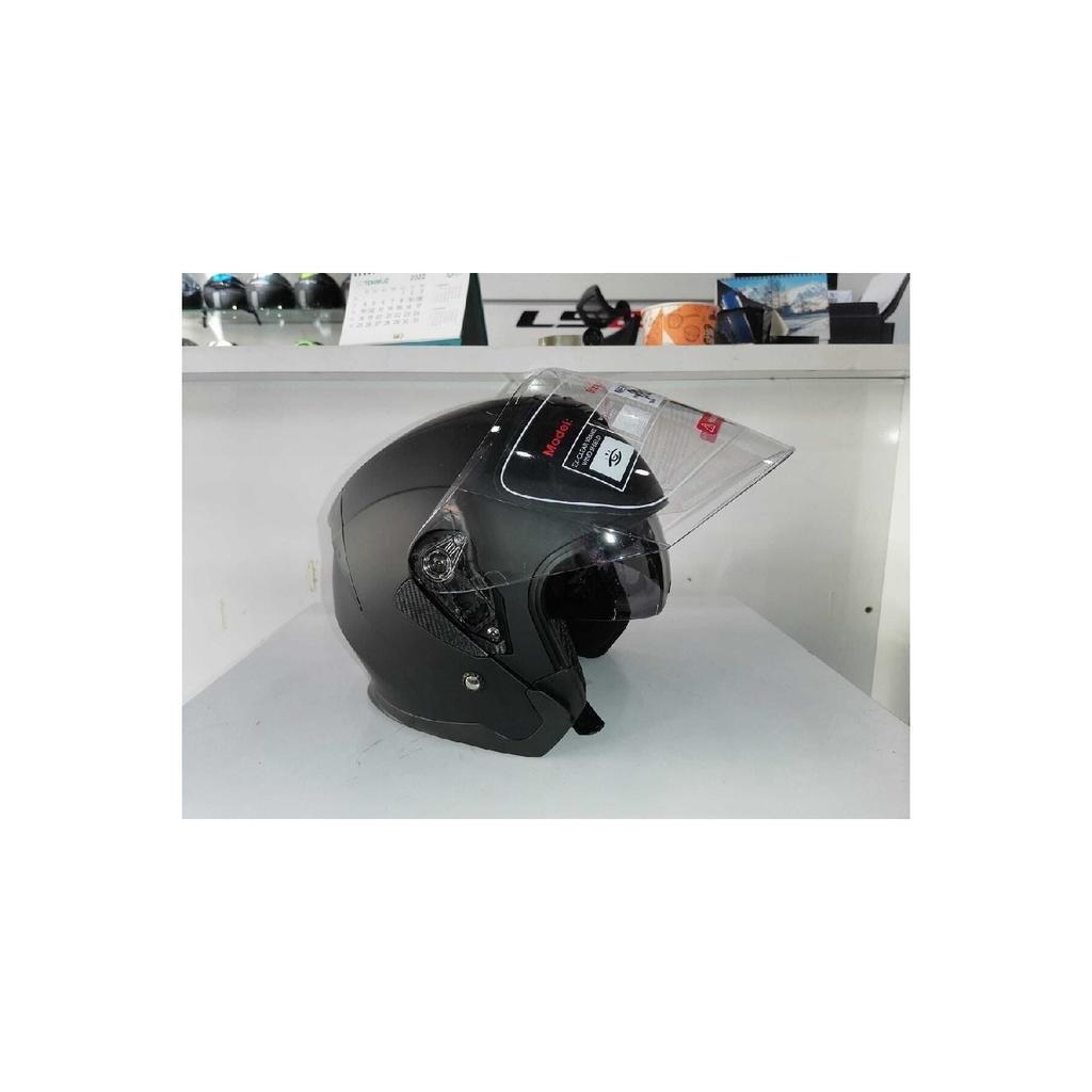 Jk526 Matte Black Open Helmet With Sun Visor