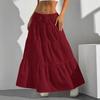 2025 Summer Fashion Lace-up Big Swing Skirt Loose Elegant Casual Simple A-line Ruffled Party Long Skirts Sweet Simple Party Office Clothing