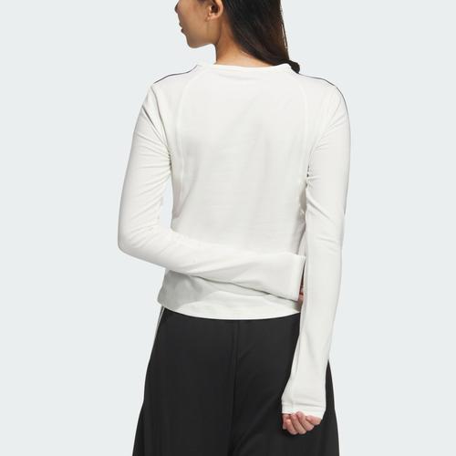 adidas breathable striped casual long-sleeve T-shirt for women, white
