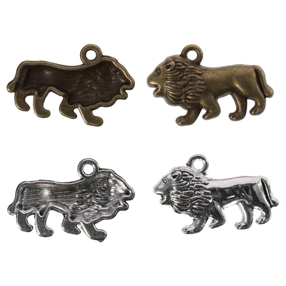 Necklace Making Alloy Lion Pendants Antique Silver Angrily Lion Pendant Cartoon Animal Style Jewelry Craft Making