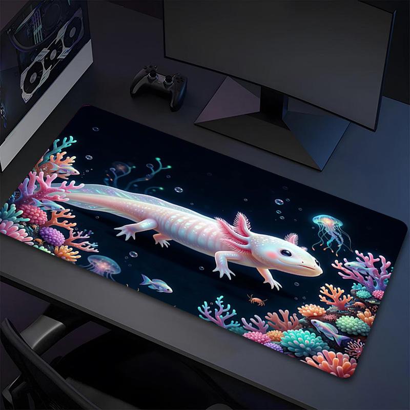 Axolotl Ocean Xl Gaming Mouse Pad Nonslip Rubber Base Stitched Edge Waterproof Desk Mat For Pc Laptop Gamer Office Computer Accessories C92728