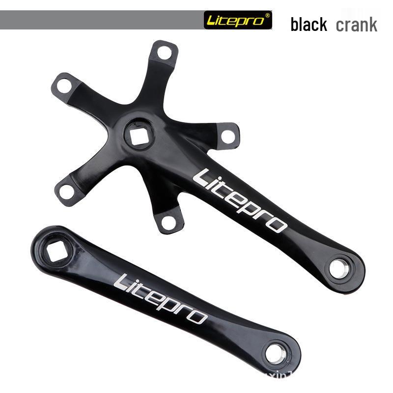 Litepro Folding Bike Crankset with Round Chainrings: 45T, 47T, 53T, 56T, 58T - Square Hole Design