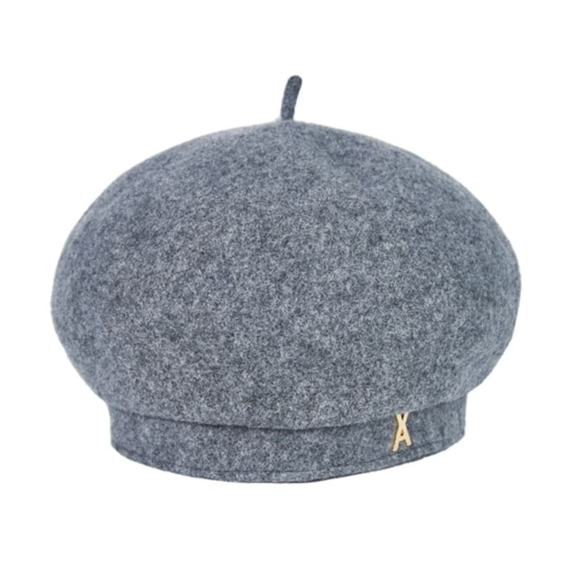 VARZAR Stud Logo Wool Beret Gray