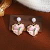 Summer Monet Garden Style Pearl Flower Stud Earrings: Girlish Retro Heart Design
