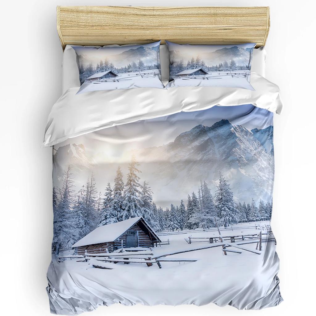 Forest Snow Landscape Beautiful 3pcs Bedding Set For Bedroom Double Bed Home Textile Duvet Cover Quilt Cover Pillowcase
