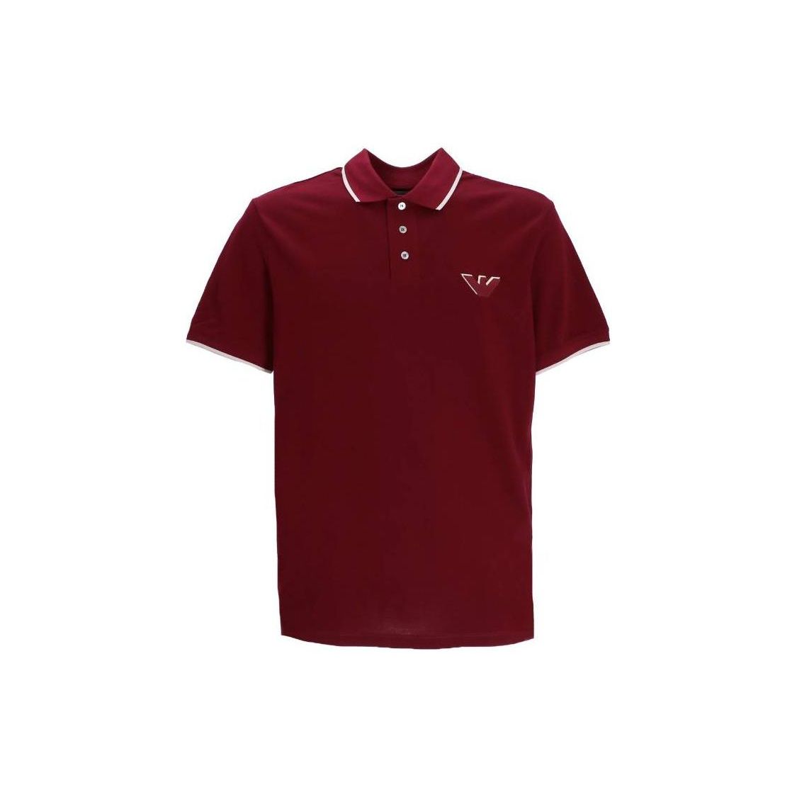 Emporio Armani Embroidered Logo Striped Trim Short Sleeve Polo Shirt Men tops Burgundy 6L1FD81-JTKZ-0397 XL