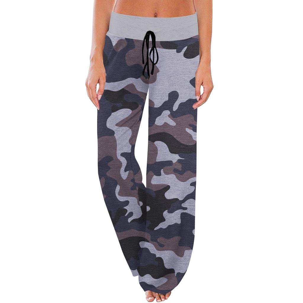 Women's Comfortable Pajamas Printed Drawstring Wide Leg Pants