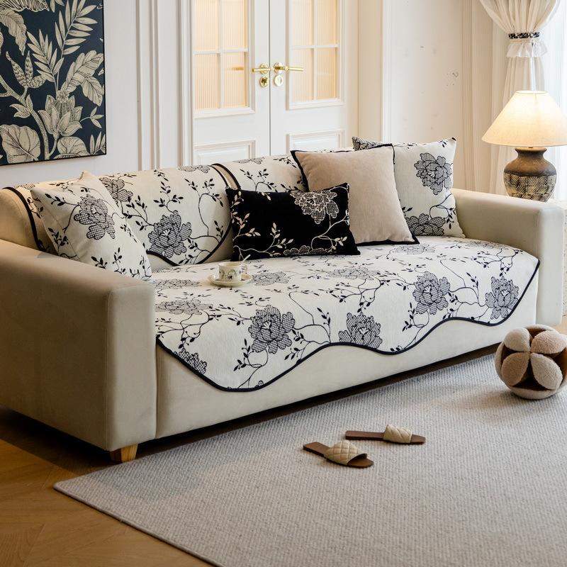 New American Style Floral Sofa Cushion Irregular Shape Cushion Four Seasons Universal Non-Slip Cover Cover Cloth