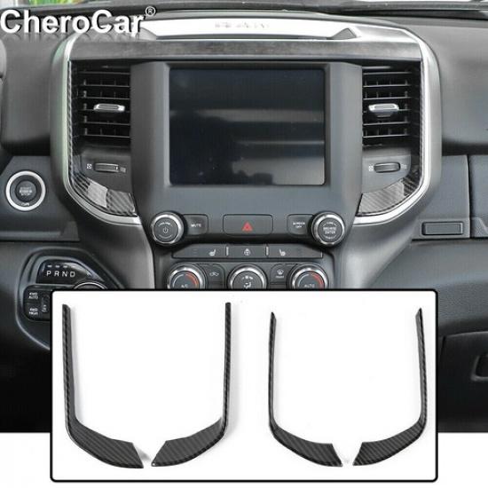 4X Front/Rear/Central AC Air Vent Outlet Trim For Dodge Ram 1500 18+Carbon Fiber