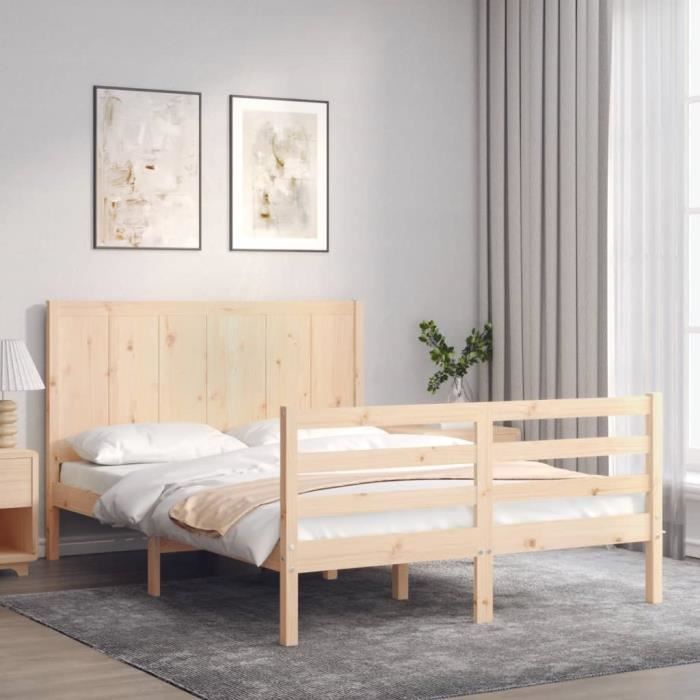 VidaXL Bed Frame with Headboard 120x200 Cm Solid Wood 3194501
