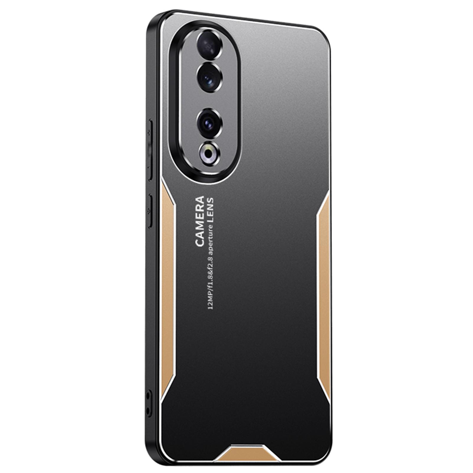 

For Honor 90 Case Anti-drop Aluminium Alloy+TPU+PC Protective Shell with Honeycomb Holes Gold