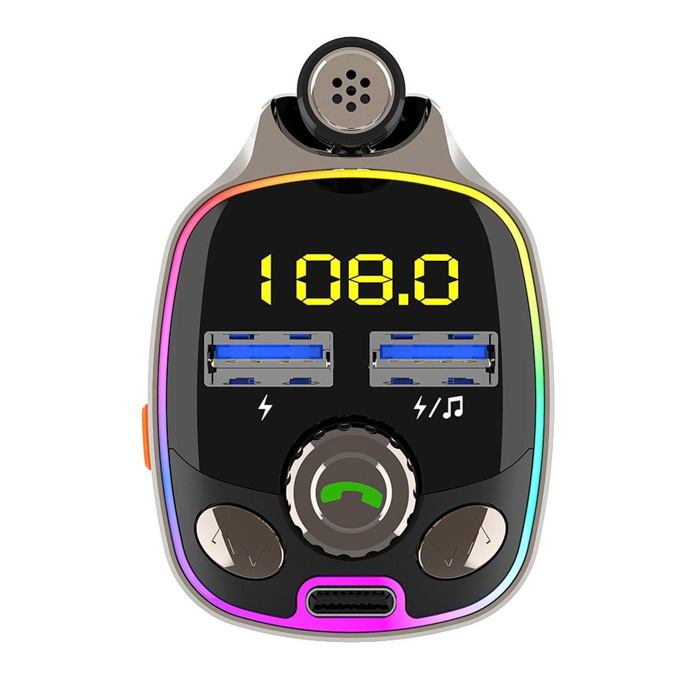 

Автомобильный MP3 музыкальный плеер BT Беспроводной FM-передатчик Радио адаптер USB / PD Автомобильное зарядное устройство 7 цветов LED