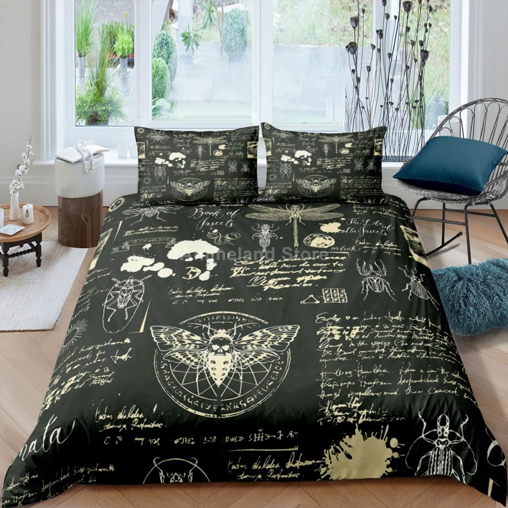 Skull Death Moth Bedding Set Black Fashion 3D Print Comforter Luxury Queen King Single Size Duvet Cover Set Home Decor Modern