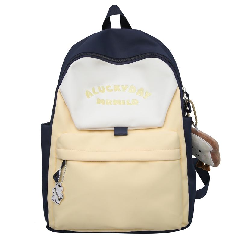 Женский рюкзак большой вместимости с цветными блоками для путешествий — фото 25