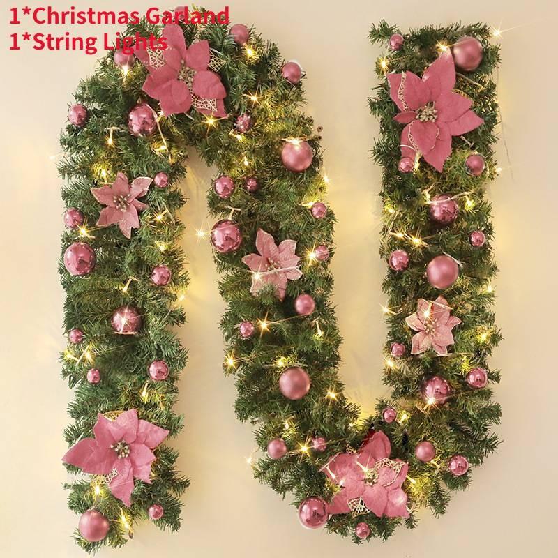 2.7 Meters Luxurious Christmas Garland With Colorful Flowers And Led Lights Perfect For Festive Decorations