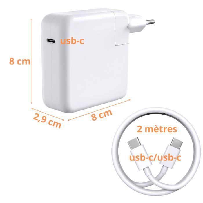 87W Charger - Phonillico - USB-C - Compatible MacBook PRO/AIR - 2m USB-C Cable - White