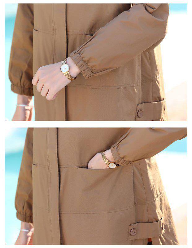 Mom's Plus Size Mid-length Hooded Trench Coat: Spring/Autumn Casual Jacket for Middle-aged Women