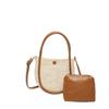 Trendy Summer Korean Style Woven Bag In Beige And Brown For Casual Outings
