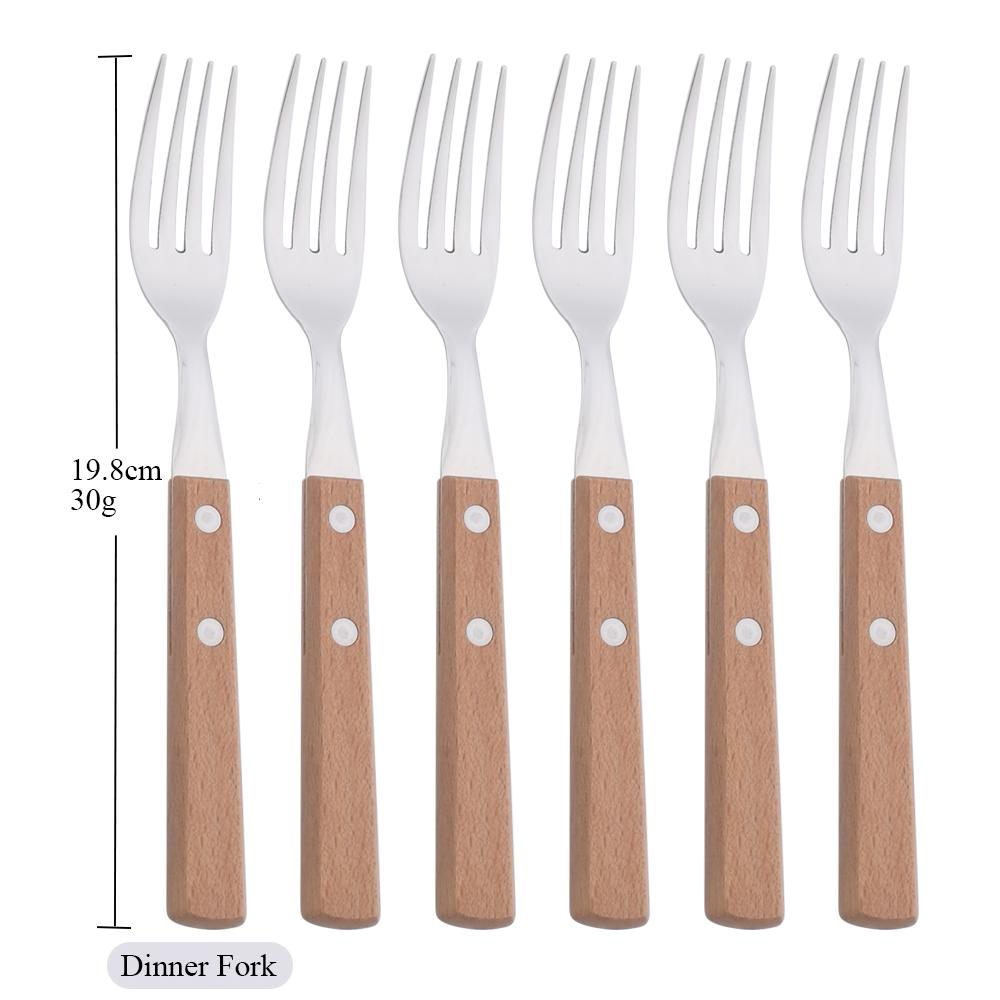 6/24Pcs 304 Stainless Stee Cutlery Set Luxury Wooden Handle Dinnerware Flatware Set Kitchen Western Knife Spoon Fork Tableware