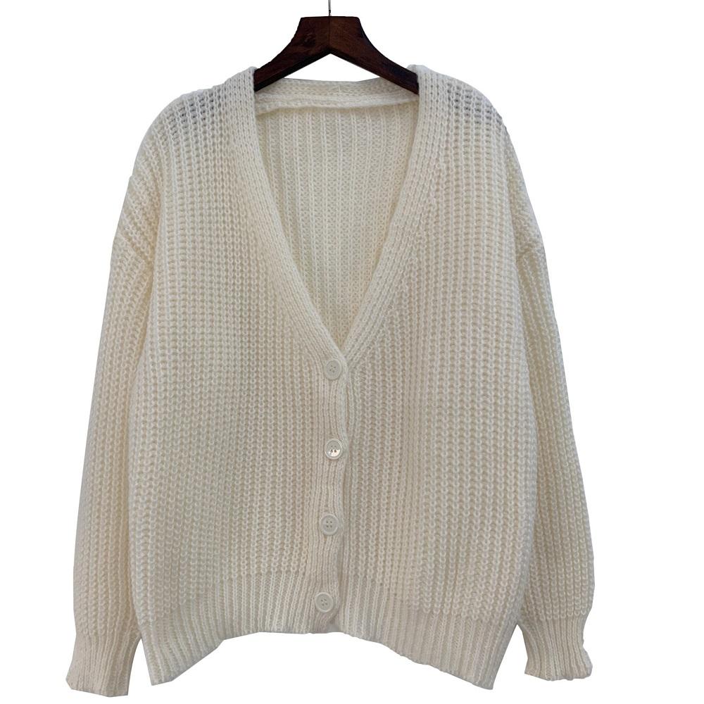 Women Autumn Winter Knitted Sweater Coats Single Breasted Long Sleeve V-neck Knitwear Cardigans Jackets