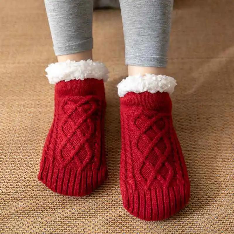 Winter Floor Socks Adult Womens Men'S Non-Slip Home Thickened Snow Sleep Carpet Socks Thermal Foot Cover Slippers Sockings