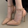 Eilyken Street Style Ankle Buckle Strap Women Pumps Sandals Stripper Prom Thin High Heels Slingbacks Shoes