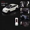1:24 Tesla Model X Tesla Model 3 Alloy Die Cast Toy Car Model Sound and Light Children's Toy Collectibles Birthday Gift