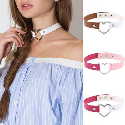 Damen Punk-Kunstleder-Liebes-Herz-Kragen-Choker-Halskette, Schmuck, Charm-Geschenk
