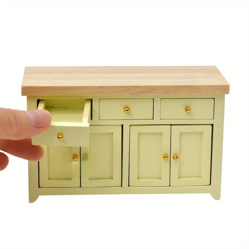 1/12 Scale Dollhouse Cabinet Living Room Miniature Birch Doll House Simulation Storage Cabinet DIY Accessories