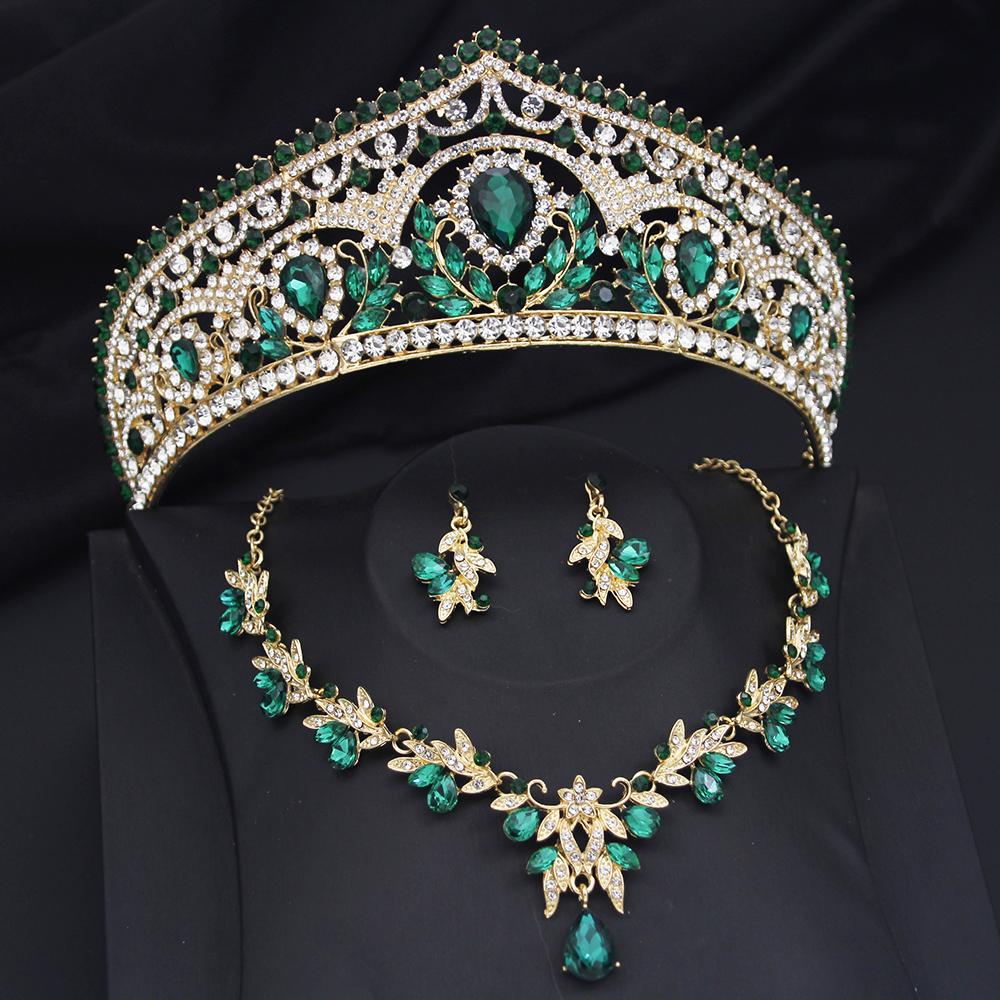 Princess Bride Crown Jewelry Sets for Women Tiaras and Necklace Earrings Set Prom Bridal Wedding Birthday Jewelry Accessory