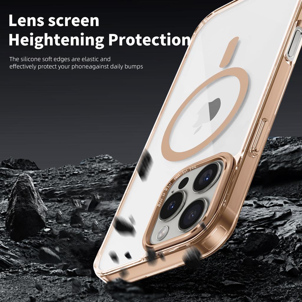Luksusowe etui Desert Gold Clear Case do iPhone'a 16 15 14 13 12 Pro Max 16 Plus z akrylu, przezroczystego TPU, z magnetycznym etui Magsafe