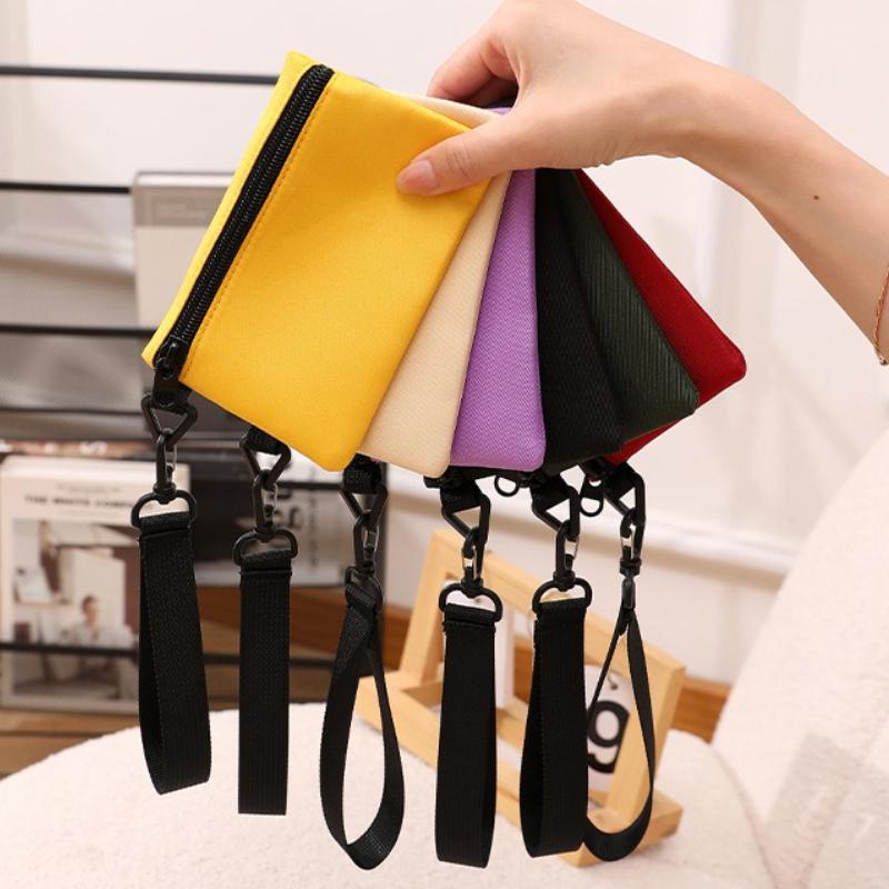 Solid Canvas Mini Coin Purse Simple Zipper Kid Storage Pouch Cute Mini Wallet For Women Men Coin Key Bag