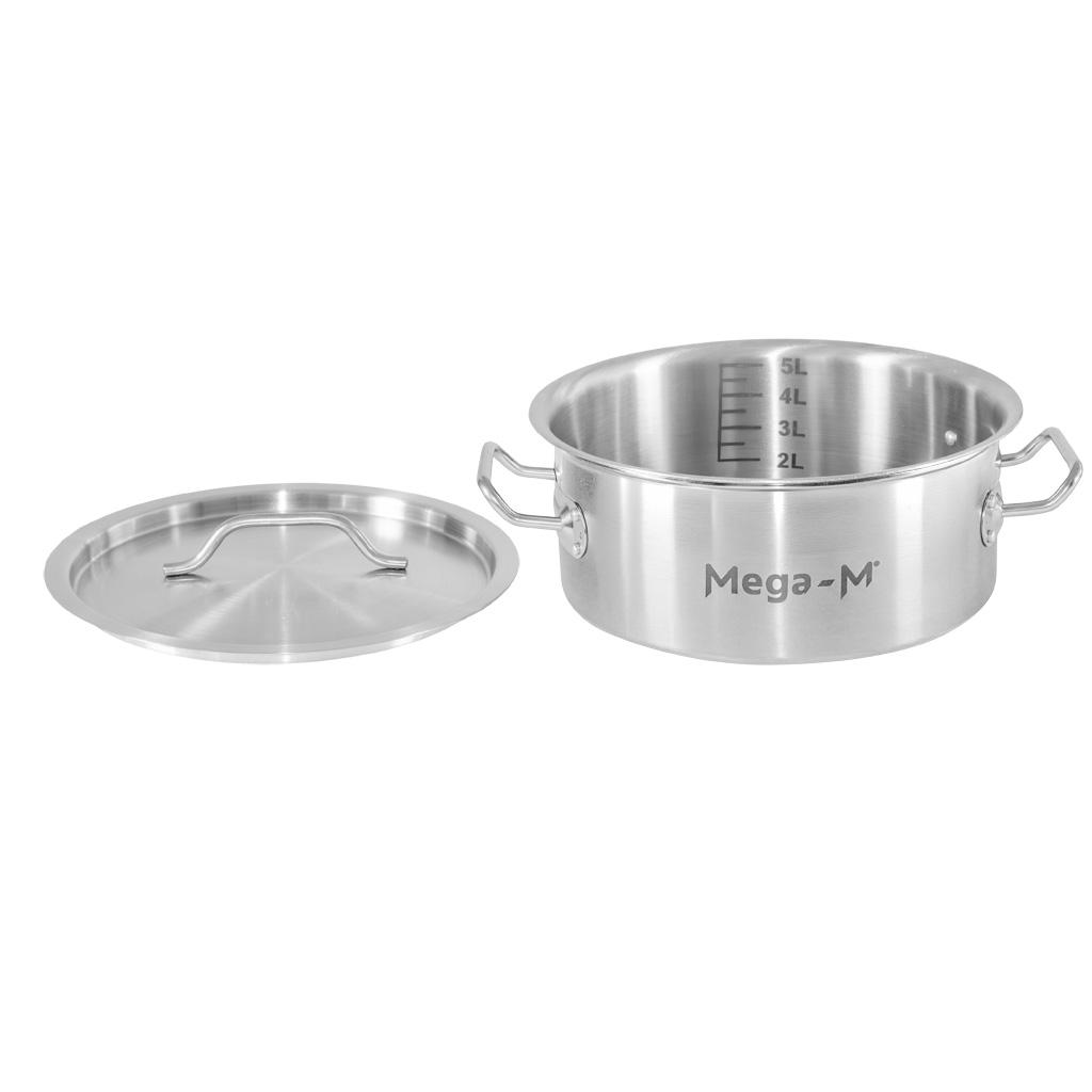 Low Catering Pot With Lid Mega-M Standard 5L Dia. 25 Cm X H 11 Cm N