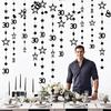 Black 30th Birthday Garland Black 30 Circle Dot Twinkle Star Streamer Hanging Bunting Banner Backdrop for Him/Her 30 Years Old Birthday Party