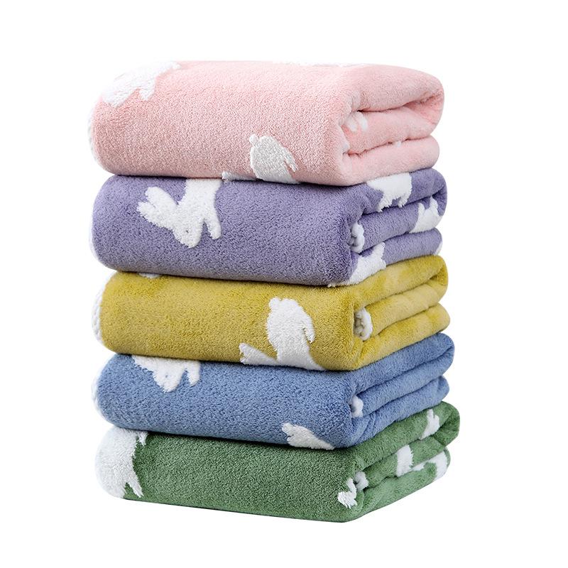 Towel Autumn and Winter Coral Fleece Jacquard Cartoon Bath Towel Household Life Bath Towel Female Soft Absorbent Bath Enlarged Bath Towel