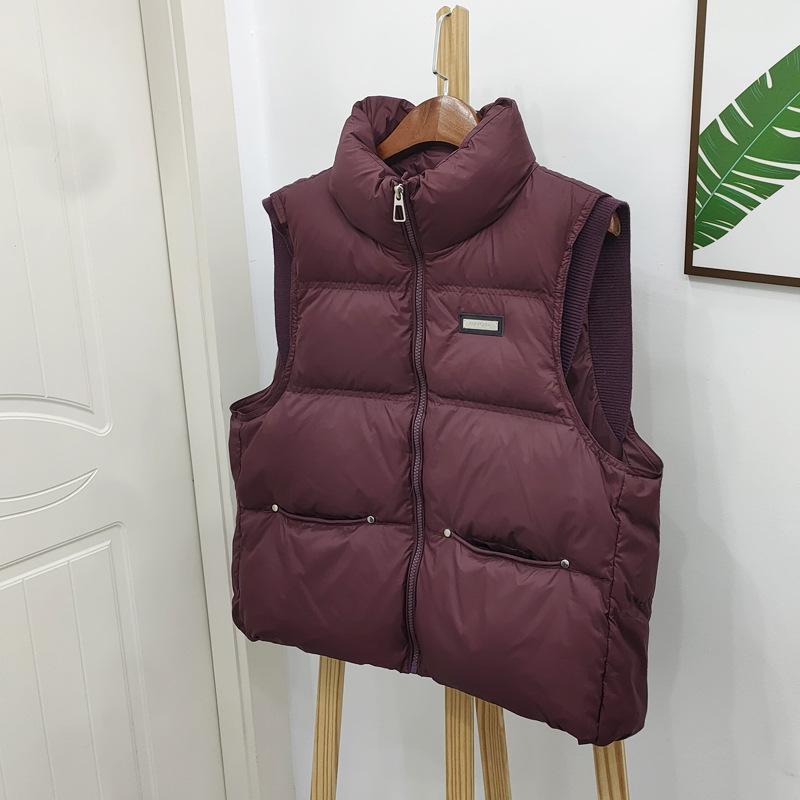 

Женский пуховый жилет с вязаными рукавами в корейском стиле - Коллекция Осень/Зима 2025 Small фиолетовый