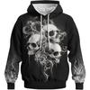 Autumn Winter Creative Skull 3D Digital Printed Men's Loose Fitting Pullover Hoodies Fashionable Long Sleeved Hoodies