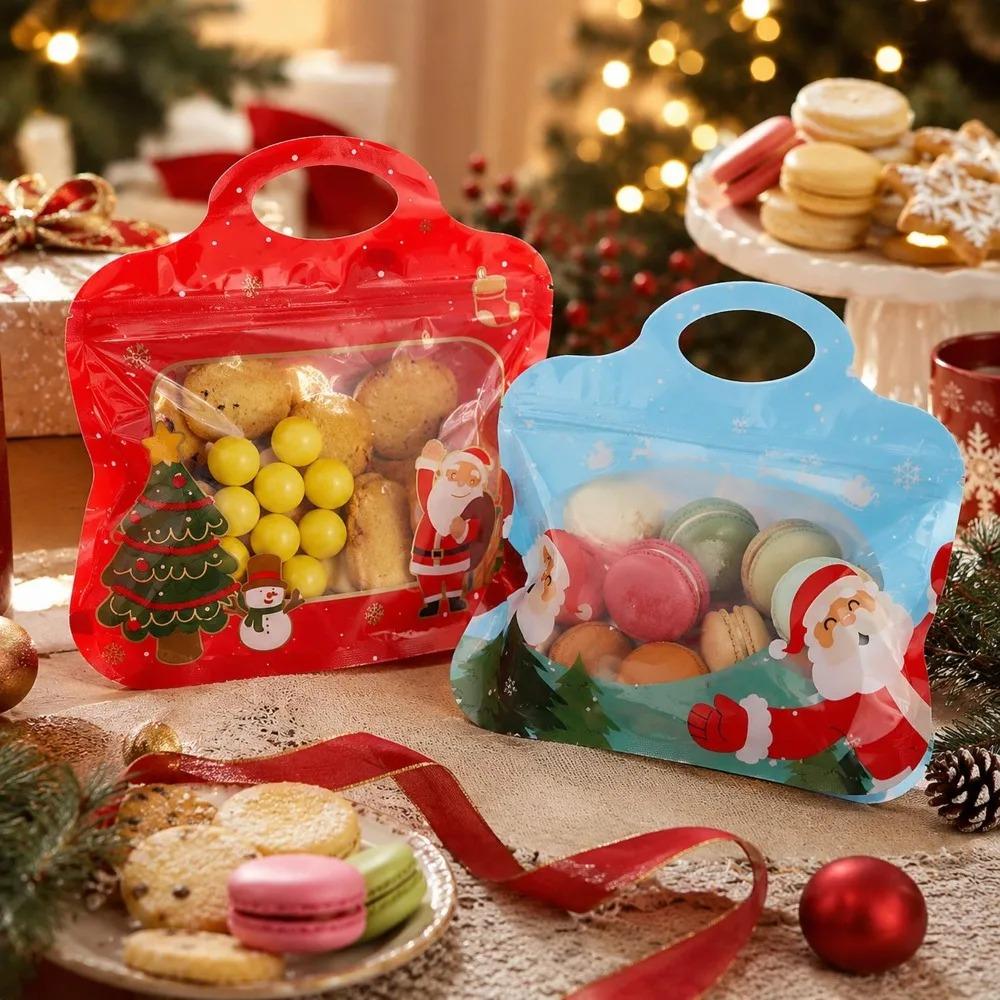Christmas Self Sealing Gift Handbags Cartoon Santa Claus Snowman Pattern Snack Bag Candy Cookie Packaging Pouch Party Supplies