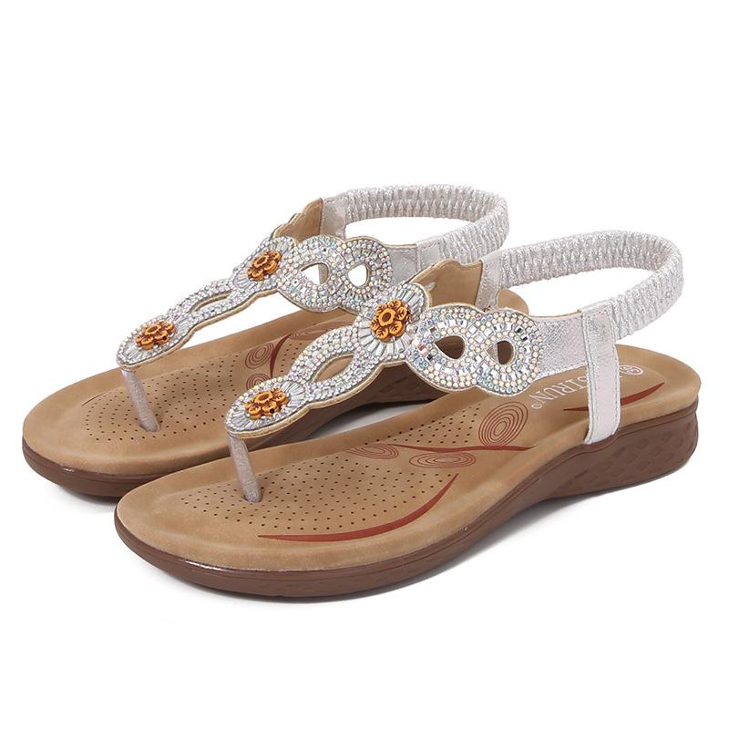 

Plus Size 36-42 Shoes for Women Summer Rhinestone Comfortable Slip on Platform Sandals Beach Shoes Casual Sandalias De Mujer 42 серебряный