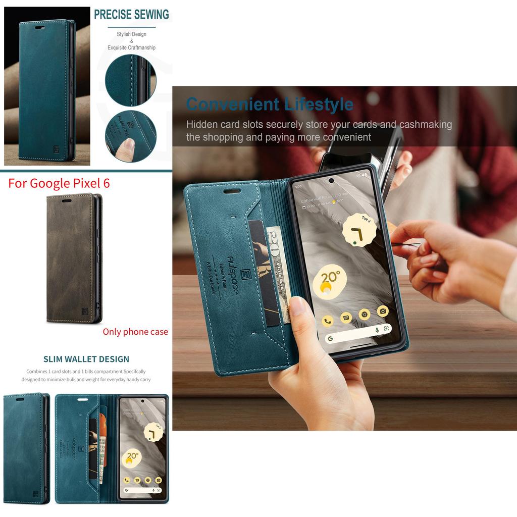 For Google Pixel 6 Leather Flip Phone Protective Case With Magnetic Closure For Drop Protection