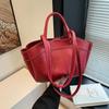 Simple Color Solid Pu Leather Women Casual Tote Bag For Daily Commuting And