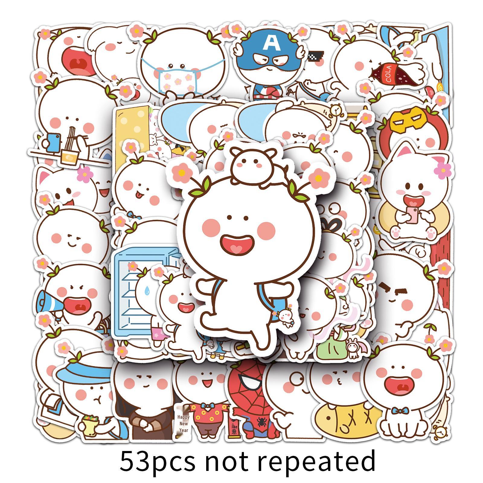 53-Piece Cartoon Flowers Waterproof Sticker Set for DIY Decoration